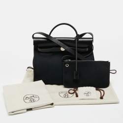 Pre Owned Hermès Black Canvas and Leather Herbag Zip 31 Bag