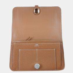 Pre Owned Hermes Dogon Togo Gold L Ladies Long Wallet