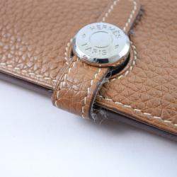 Pre Owned Hermes Dogon Togo Gold L Ladies Long Wallet