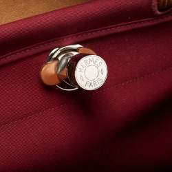 Pre Owned Hermes Ruby/Fauve Canvas and Leather Herbag Zip 31 Bag