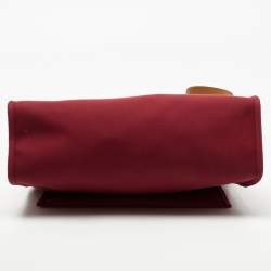 Pre Owned Hermes Ruby/Fauve Canvas and Leather Herbag Zip 31 Bag