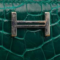 Pre Owned Hermes Vert Emeraude Shiny Alligator Leather Bearn Wallet
