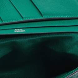 Pre Owned Hermes Vert Emeraude Shiny Alligator Leather Bearn Wallet