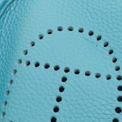 Pre Owned Hermes Bleu Saint Cyr Clemence Leather Evelyne TPM Bag