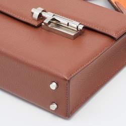 Pre Owned Hermes Gold Chevre Mysore Leather Mini Verrou Bag