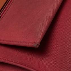 Pre Owned Hermes Ruby/Fauve Canvas and Leather Herbag Zip 31 Bag