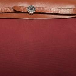 Pre Owned Hermes Ruby/Fauve Canvas and Leather Herbag Zip 31 Bag