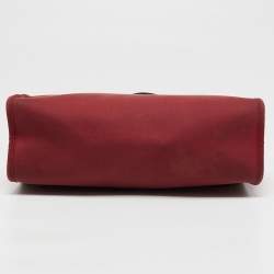 Pre Owned Hermes Ruby/Fauve Canvas and Leather Herbag Zip 31 Bag
