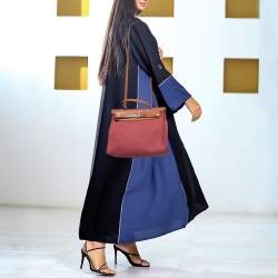 Pre Owned Hermes Ruby/Fauve Canvas and Leather Herbag Zip 31 Bag