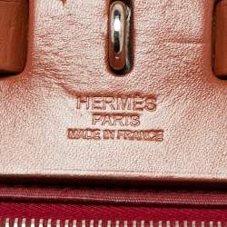 Pre Owned Hermes Ruby/Fauve Canvas and Leather Herbag Zip 31 Bag