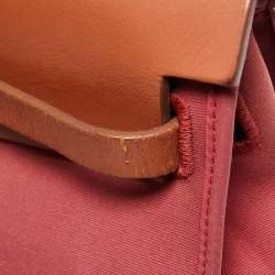 Pre Owned Hermes Ruby/Fauve Canvas and Leather Herbag Zip 31 Bag