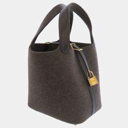 Pre Owned Hermes Evennes Felt Swift Leather Picotin Lock PM Bag