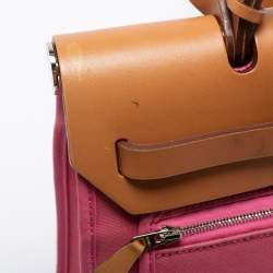 Pre Owned Hermes Rose Lipstick/Natural Canvas and Leather Herbag Zip 31 Bag