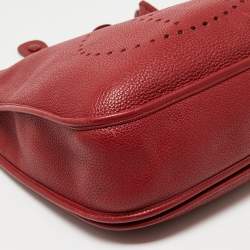 Pre Owned Hermes Rouge Grenat Togo Leather Evelyne III GM Bag