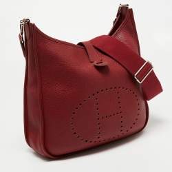 Pre Owned Hermes Rouge Grenat Togo Leather Evelyne III GM Bag