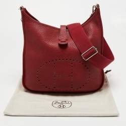 Pre Owned Hermes Rouge Grenat Togo Leather Evelyne III GM Bag