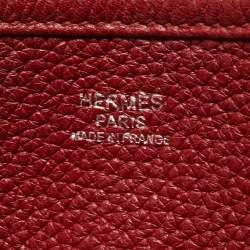 Pre Owned Hermes Rouge Grenat Togo Leather Evelyne III GM Bag