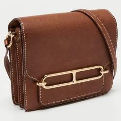 Pre Owned Hermes Gold Evercolor Leather Gold Plated Roulis 18 Bag