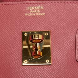 Pre Owned Hermes Rouge Pivoine Epsom Leather Gold Plated Birkin 35 Bag