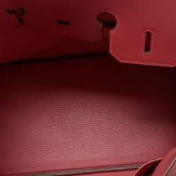 Pre Owned Hermes Rouge Pivoine Epsom Leather Gold Plated Birkin 35 Bag