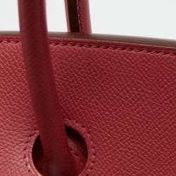 Pre Owned Hermes Rouge Pivoine Epsom Leather Gold Plated Birkin 35 Bag
