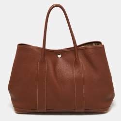 Pre Owned Hermes Gold Negonda Leather Garden Party 36 Bag