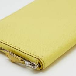 Pre Owned Hermes Soufre Epsom Leather Silk'In Classic Long Wallet