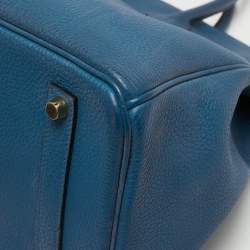 Hermes Cobalt Togo Leather Gold Plated Birkin 35 Bag