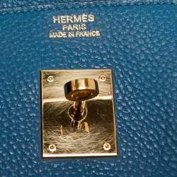 Hermes Cobalt Togo Leather Gold Plated Birkin 35 Bag