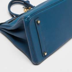Hermes Cobalt Togo Leather Gold Plated Birkin 35 Bag