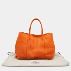 Pre Owned Hermes Orange Negonda Leather Garden Party 36 Tote