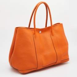 Pre Owned Hermes Orange Negonda Leather Garden Party 36 Tote
