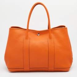 Pre Owned Hermes Orange Negonda Leather Garden Party 36 Tote