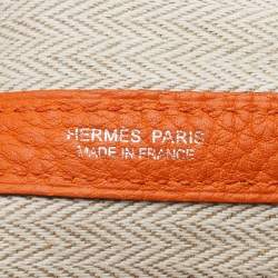Pre Owned Hermes Orange Negonda Leather Garden Party 36 Tote