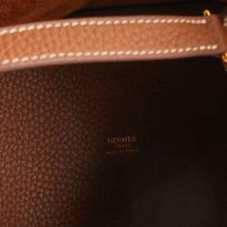 Pre Owned Hermes Gold Taurillon Clemence Leather Picotin Lock 18 Bag