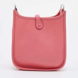 Pre Owned Hermes Rose Lipstick Taurillon Clemence Leather Evelyne TPM Bag