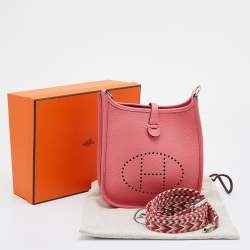 Pre Owned Hermes Rose Lipstick Taurillon Clemence Leather Evelyne TPM Bag