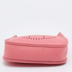 Pre Owned Hermes Rose Lipstick Taurillon Clemence Leather Evelyne TPM Bag