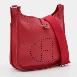 Pre Owned Hermès Rouge Piment Taurillon Clemence Leather Evelyne III 29 Bag