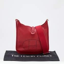 Pre Owned Hermès Rouge Piment Taurillon Clemence Leather Evelyne III 29 Bag