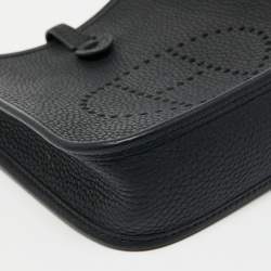 Hermes Noir Taurillon Clemence Leather Evelyne TPM Bag 