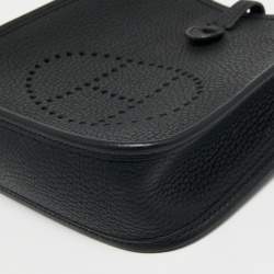 Hermes Noir Taurillon Clemence Leather Evelyne TPM Bag 
