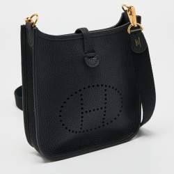 Hermes Noir Taurillon Clemence Leather Evelyne TPM Bag 