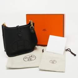 Hermes Noir Taurillon Clemence Leather Evelyne TPM Bag 
