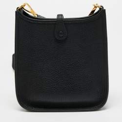 Hermes Noir Taurillon Clemence Leather Evelyne TPM Bag 