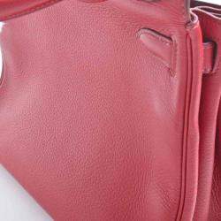 Pre Owned Hermes Taurillon Clemence Kelly handbag red