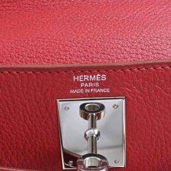 Pre Owned Hermes Taurillon Clemence Kelly handbag red