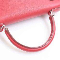 Pre Owned Hermes Taurillon Clemence Kelly handbag red