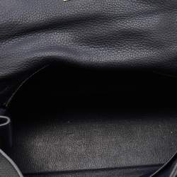 Hermes Bleu Obscur Taurillon Clemence Leather Gold Finish Kelly Retourne 35 Bag