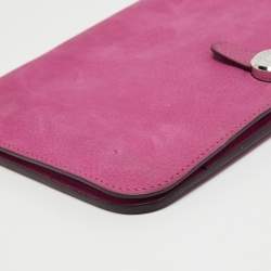 Pre Owned Hermes Rose Tyrien Velvet Leather Dogon Duo Wallet
